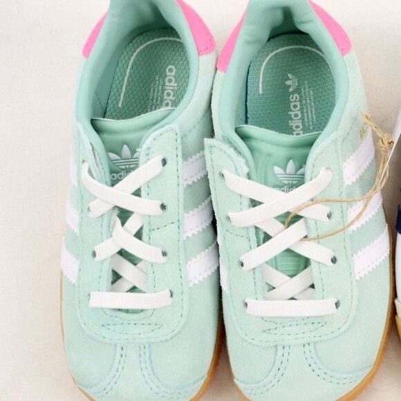 Adidas Gazelle Kids Girls Sneakers in Pastel Green, white and pink NIB